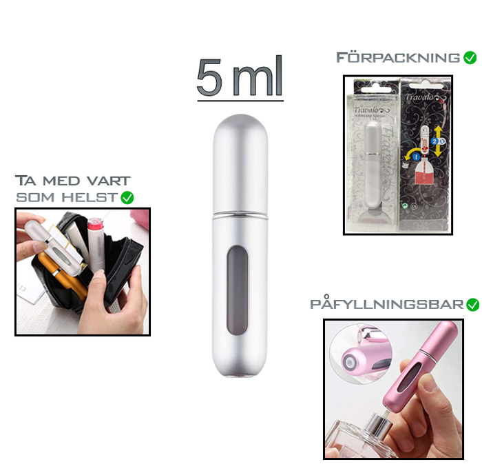 Liten 5ml Refill Flaska för Parfym Återfyllbar Silver ...